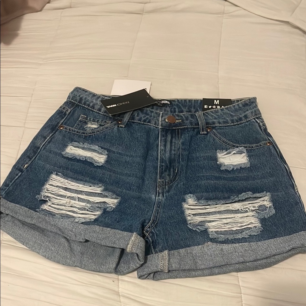 Fashion Nova Blue Distressed Jean Shorts